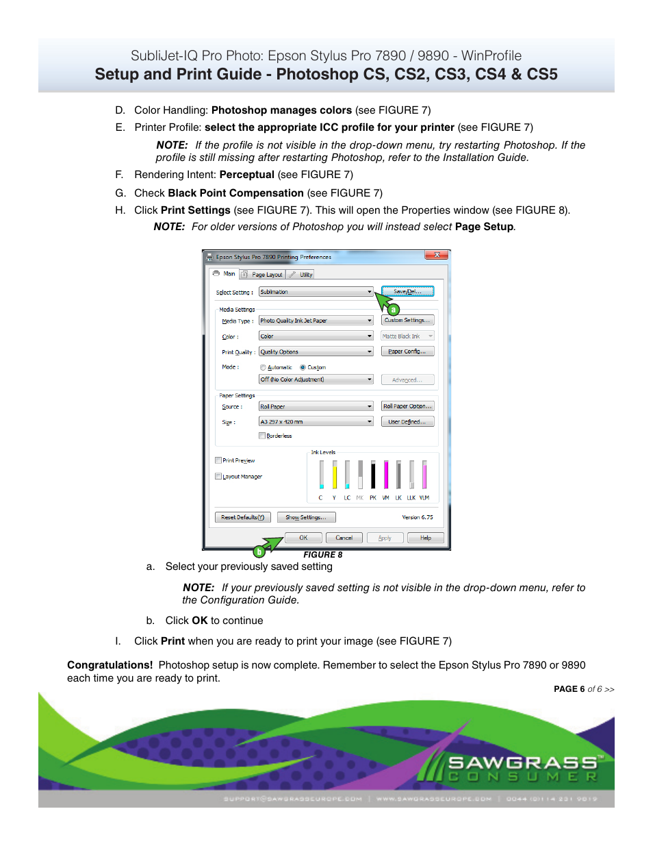 Xpres SubliJet IQ Epson Stylus Pro 9890 - IQ Pro Photo (Windows ICC Profile Setup): Print & Setup Guide Photoshop CS - CS5 User Manual | Page 6 / 6