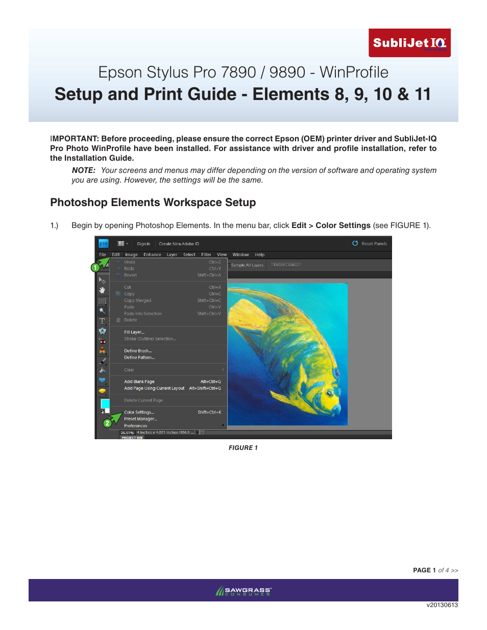 Xpres SubliJet IQ Epson Stylus Pro 9890 - IQ Pro Photo (Windows ICC Profile Setup): Print & Setup Guide Photoshop Elements 8 - 11 User Manual | 4 pages