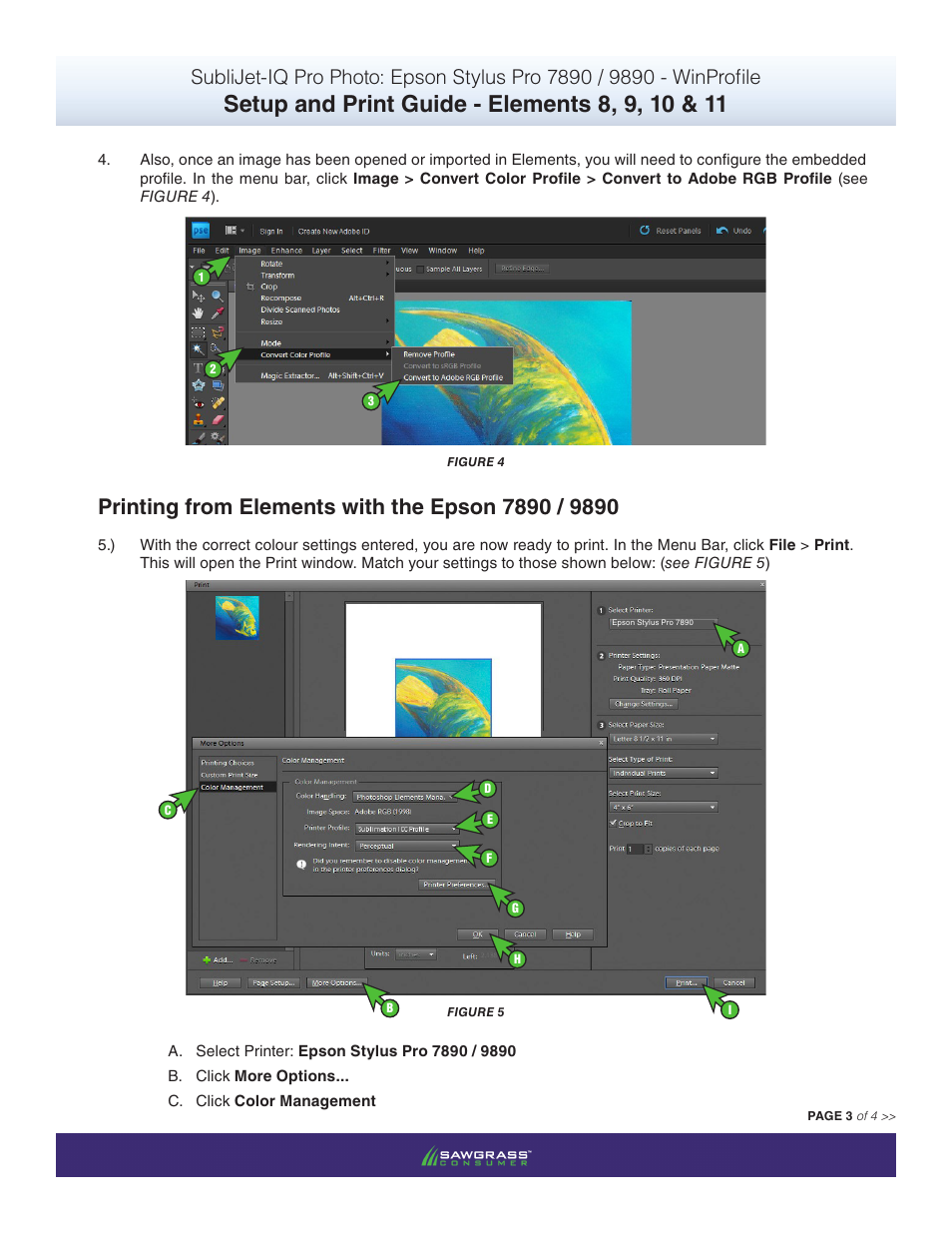 Xpres SubliJet IQ Epson Stylus Pro 9890 - IQ Pro Photo (Windows ICC Profile Setup): Print & Setup Guide Photoshop Elements 8 - 11 User Manual | Page 3 / 4