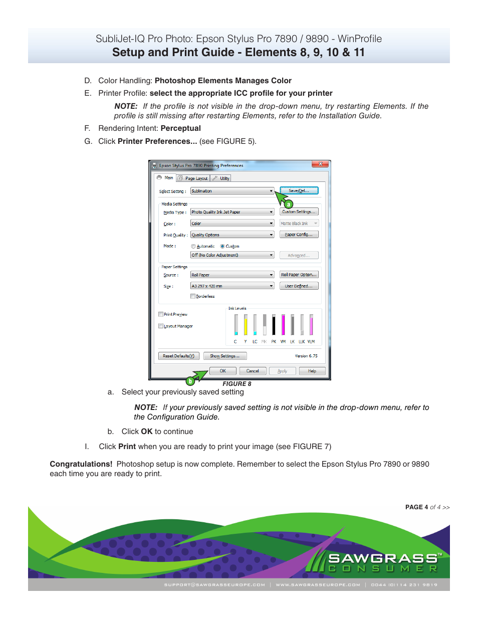 Xpres SubliJet IQ Epson Stylus Pro 9890 - IQ Pro Photo (Windows ICC Profile Setup): Print & Setup Guide Photoshop Elements 8 - 11 User Manual | Page 4 / 4