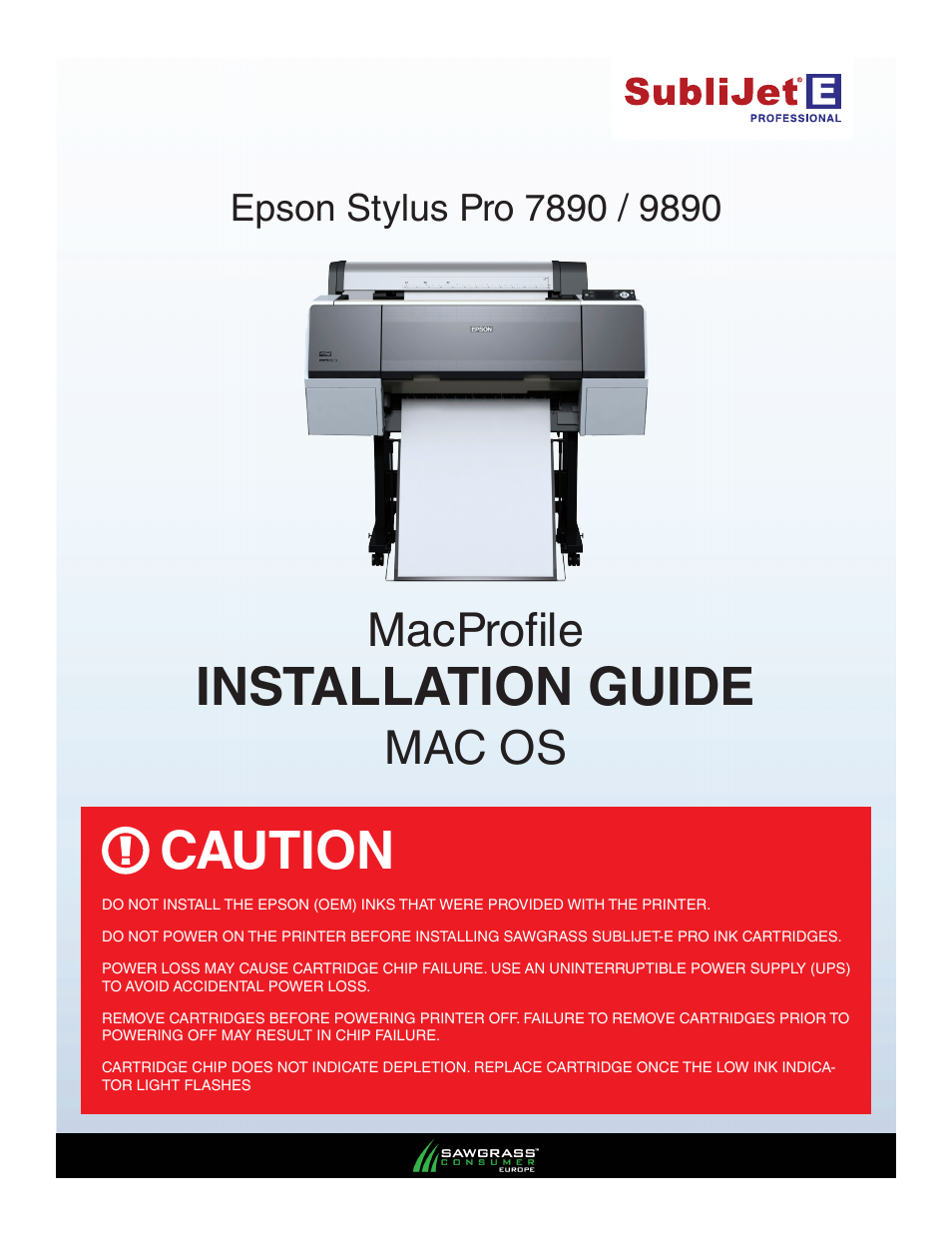 Xpres SubliJet E Epson Stylus Pro 9890 (Mac ICC Profile Setup): Printer/Profile Installation Guide User Manual | 16 pages