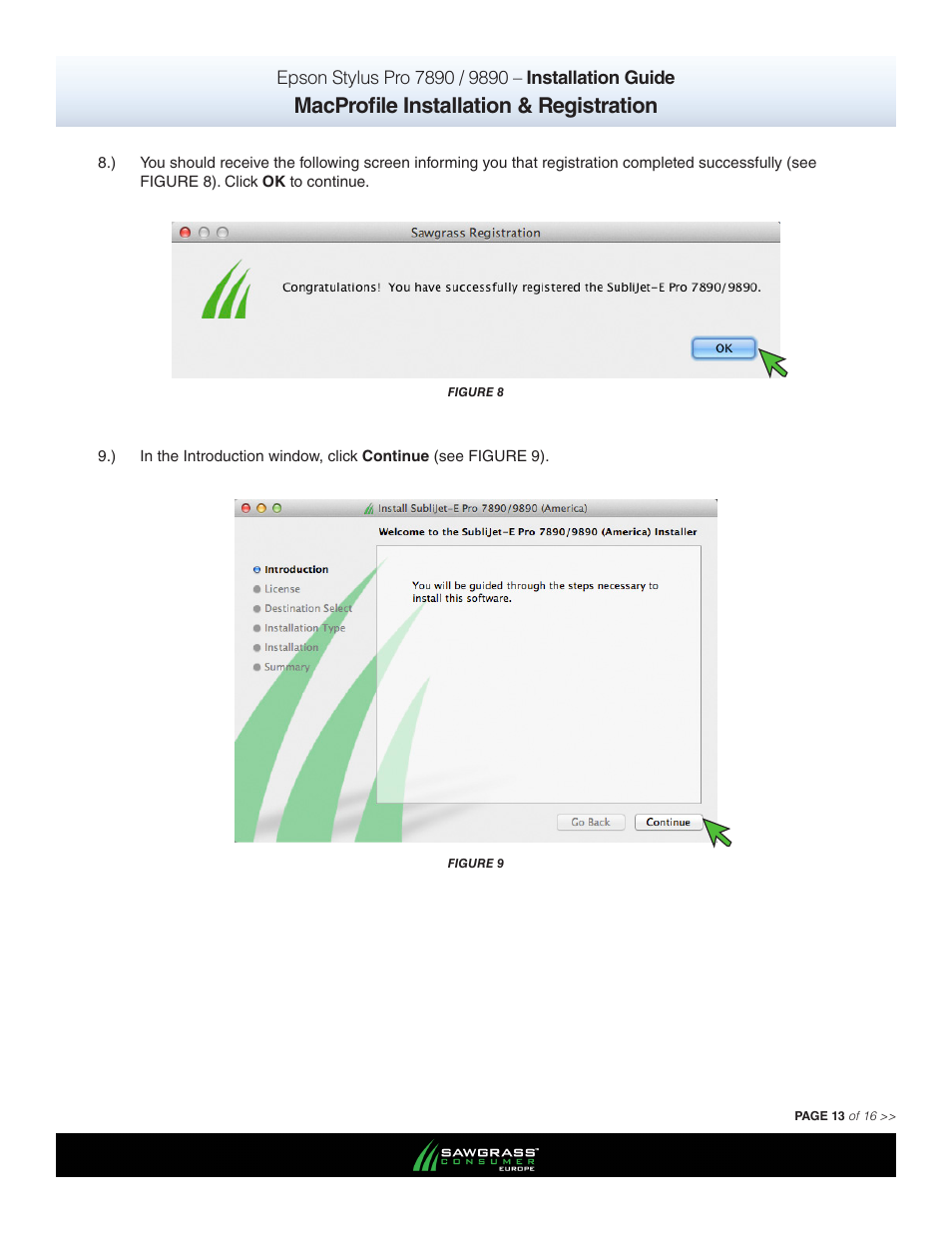 Macprofile installation & registration | Xpres SubliJet E Epson Stylus Pro 9890 (Mac ICC Profile Setup): Printer/Profile Installation Guide User Manual | Page 13 / 16