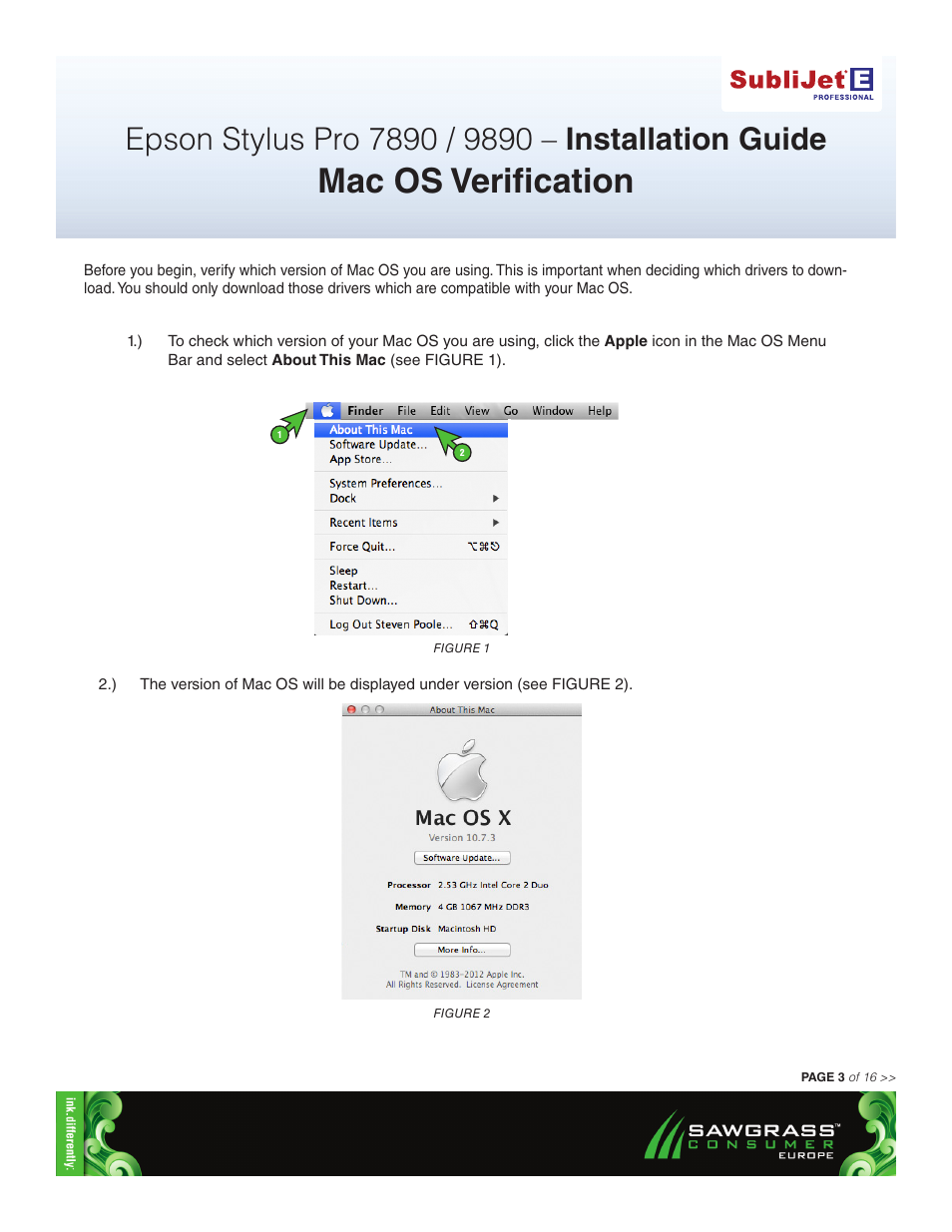 Mac os verification | Xpres SubliJet E Epson Stylus Pro 9890 (Mac ICC Profile Setup): Printer/Profile Installation Guide User Manual | Page 3 / 16