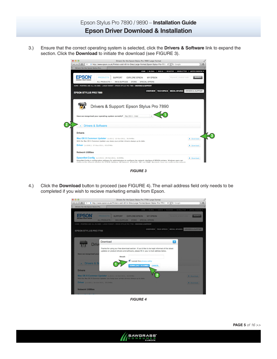 Epson driver download & installation | Xpres SubliJet E Epson Stylus Pro 9890 (Mac ICC Profile Setup): Printer/Profile Installation Guide User Manual | Page 5 / 16