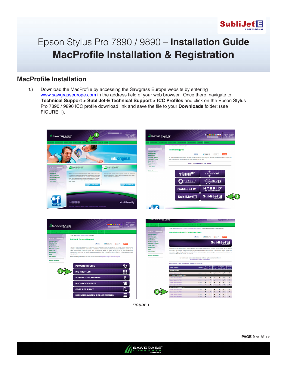 Macprofile installation & registration, Macprofile installation | Xpres SubliJet E Epson Stylus Pro 9890 (Mac ICC Profile Setup): Printer/Profile Installation Guide User Manual | Page 9 / 16