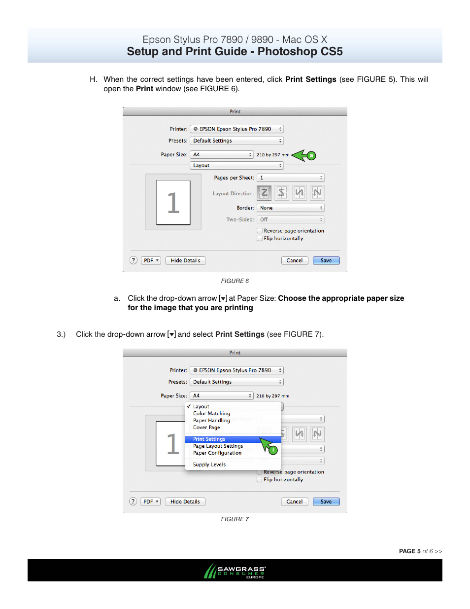 Setup and print guide - photoshop cs5 | Xpres SubliJet E Epson Stylus Pro 9890 (Mac ICC Profile Setup): Print & Setup Guide Photoshop CS5 User Manual | Page 5 / 6