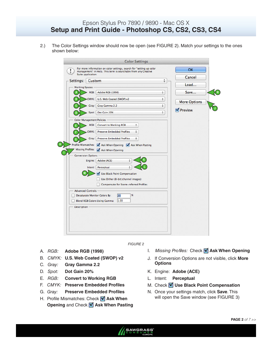 Xpres SubliJet E Epson Stylus Pro 9890 (Mac ICC Profile Setup): Print & Setup Guide Photoshop CS - CS4 User Manual | Page 2 / 7