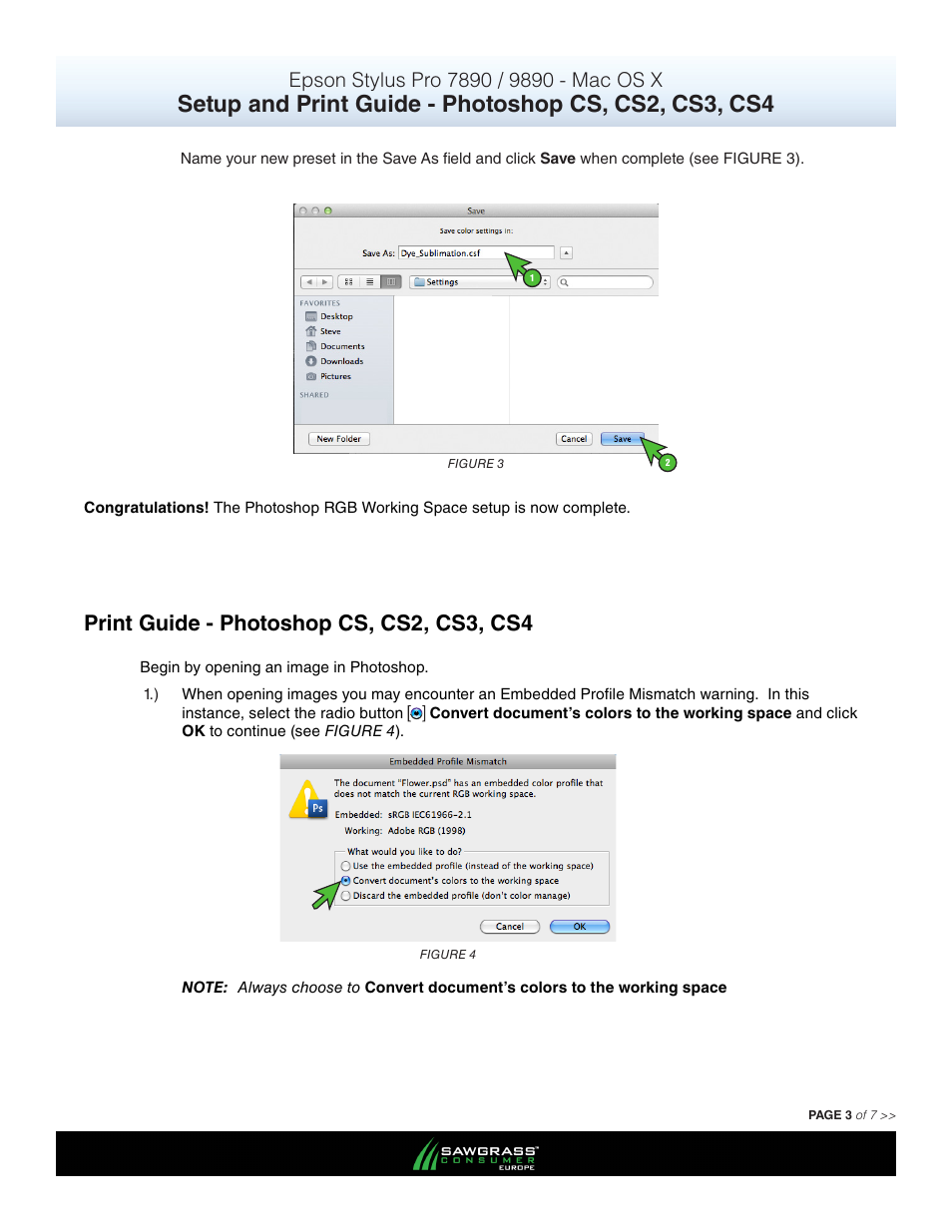 Print guide - photoshop cs, cs2, cs3, cs4 | Xpres SubliJet E Epson Stylus Pro 9890 (Mac ICC Profile Setup): Print & Setup Guide Photoshop CS - CS4 User Manual | Page 3 / 7