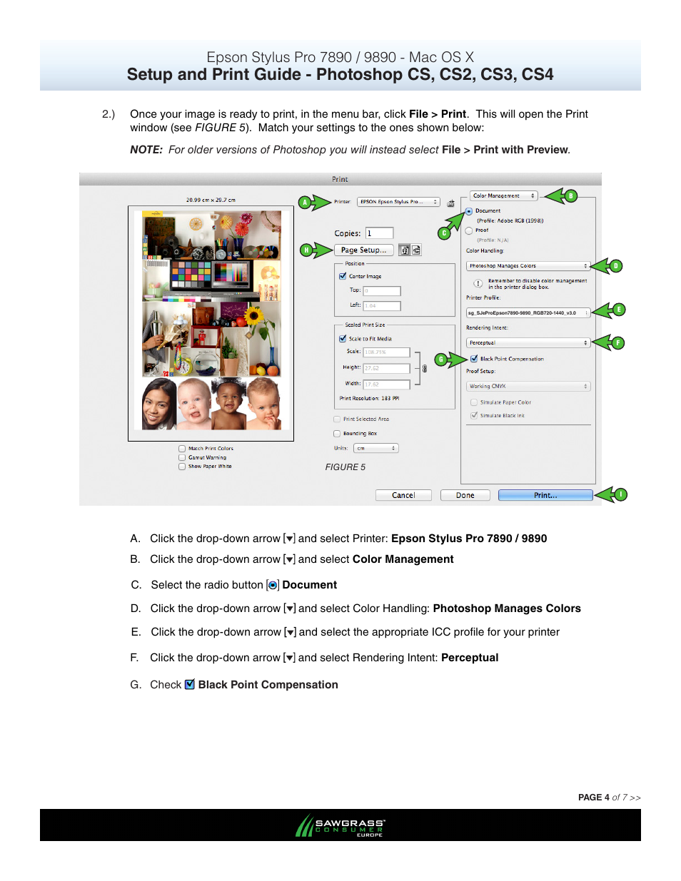 Xpres SubliJet E Epson Stylus Pro 9890 (Mac ICC Profile Setup): Print & Setup Guide Photoshop CS - CS4 User Manual | Page 4 / 7