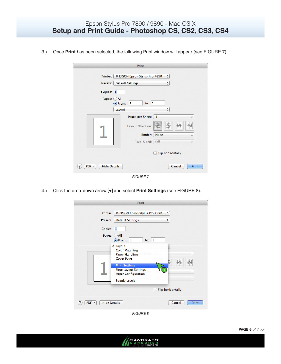 Xpres SubliJet E Epson Stylus Pro 9890 (Mac ICC Profile Setup): Print & Setup Guide Photoshop CS - CS4 User Manual | Page 6 / 7