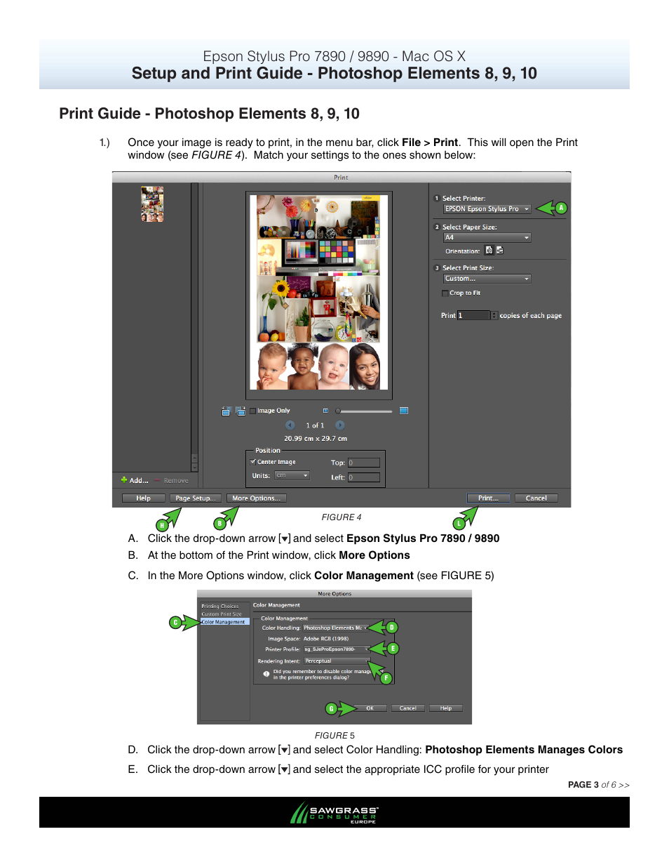 Print guide - photoshop elements 8, 9, 10 | Xpres SubliJet E Epson Stylus Pro 9890 (Mac ICC Profile Setup): Print & Setup Guide Photoshop Elements 8 - 10 User Manual | Page 3 / 6
