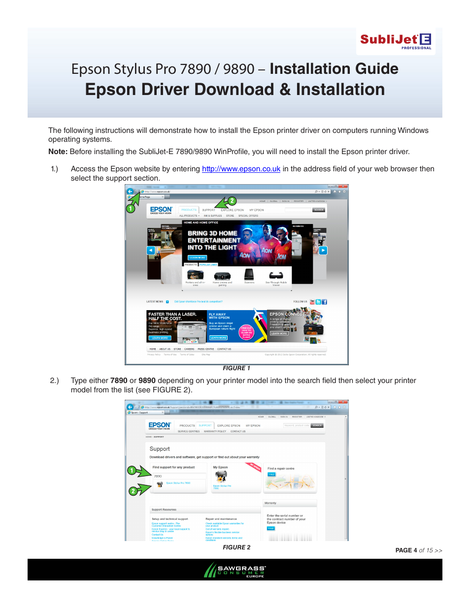 Epson driver download & installation | Xpres SubliJet E Epson Stylus Pro 9890 (Windows ICC Profile Setup): Printer/Profile Installation Guide User Manual | Page 4 / 15