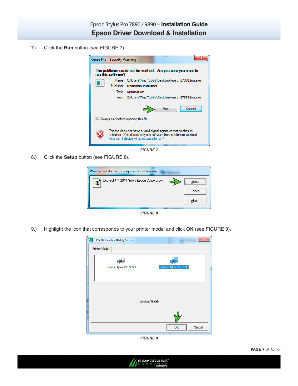 Epson driver download & installation | Xpres SubliJet E Epson Stylus Pro 9890 (Windows ICC Profile Setup): Printer/Profile Installation Guide User Manual | Page 7 / 15