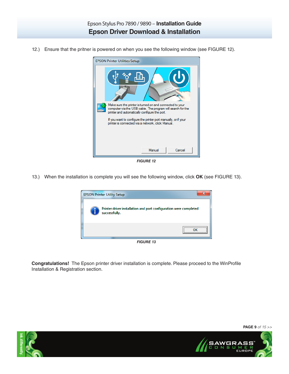 Epson driver download & installation | Xpres SubliJet E Epson Stylus Pro 9890 (Windows ICC Profile Setup): Printer/Profile Installation Guide User Manual | Page 9 / 15