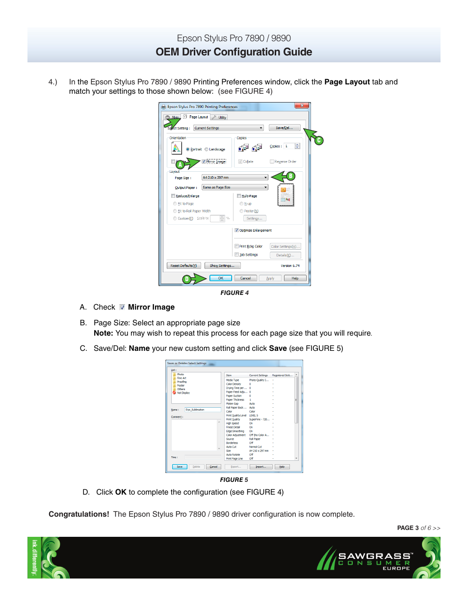Oem driver configuration guide | Xpres SubliJet E Epson Stylus Pro 9890 (Windows ICC Profile Setup): Driver Configuration Guide User Manual | Page 3 / 3