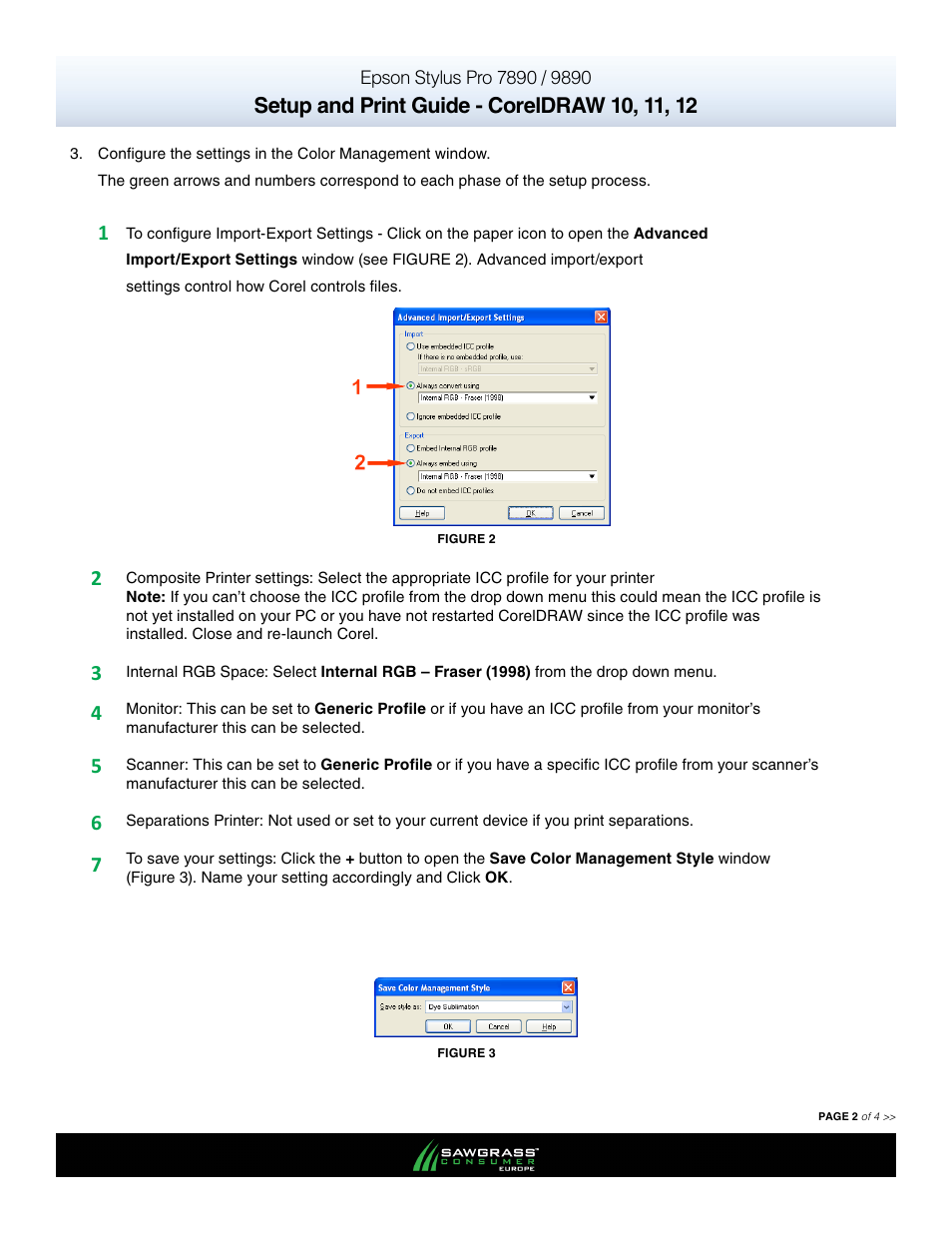 Xpres SubliJet E Epson Stylus Pro 9890 (Windows ICC Profile Setup): Print & Setup Guide CorelDRAW 10 - 12 User Manual | Page 2 / 3