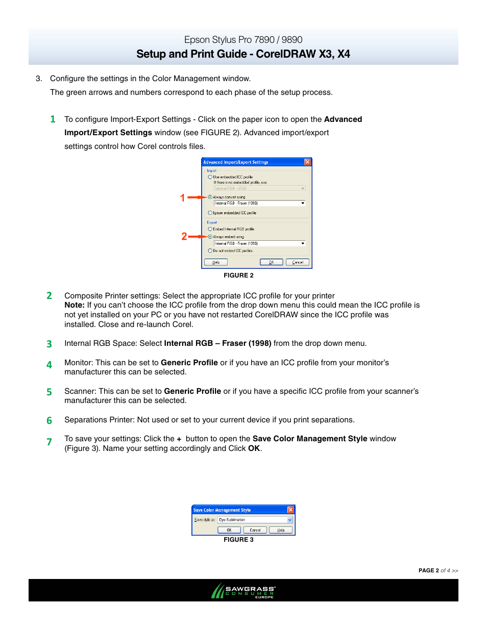Setup and print guide - coreldraw x3, x4 | Xpres SubliJet E Epson Stylus Pro 9890 (Windows ICC Profile Setup): Print & Setup Guide CorelDRAW X3 - X4 User Manual | Page 2 / 3