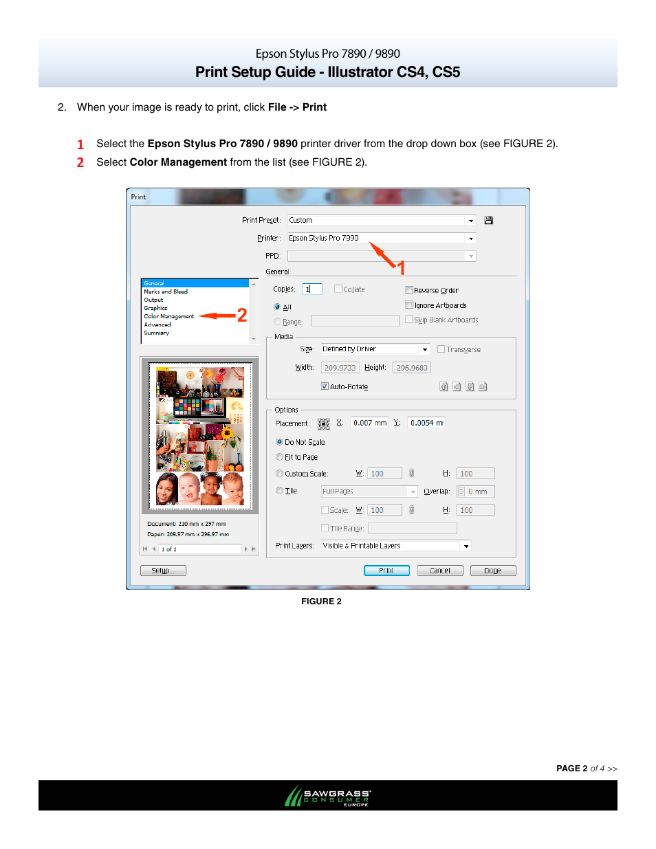 Print setup guide - illustrator cs4, cs5 | Xpres SubliJet E Epson Stylus Pro 9890 (Windows ICC Profile Setup): Print & Setup Guide Illustrator CS4 - CS5 User Manual | Page 2 / 4