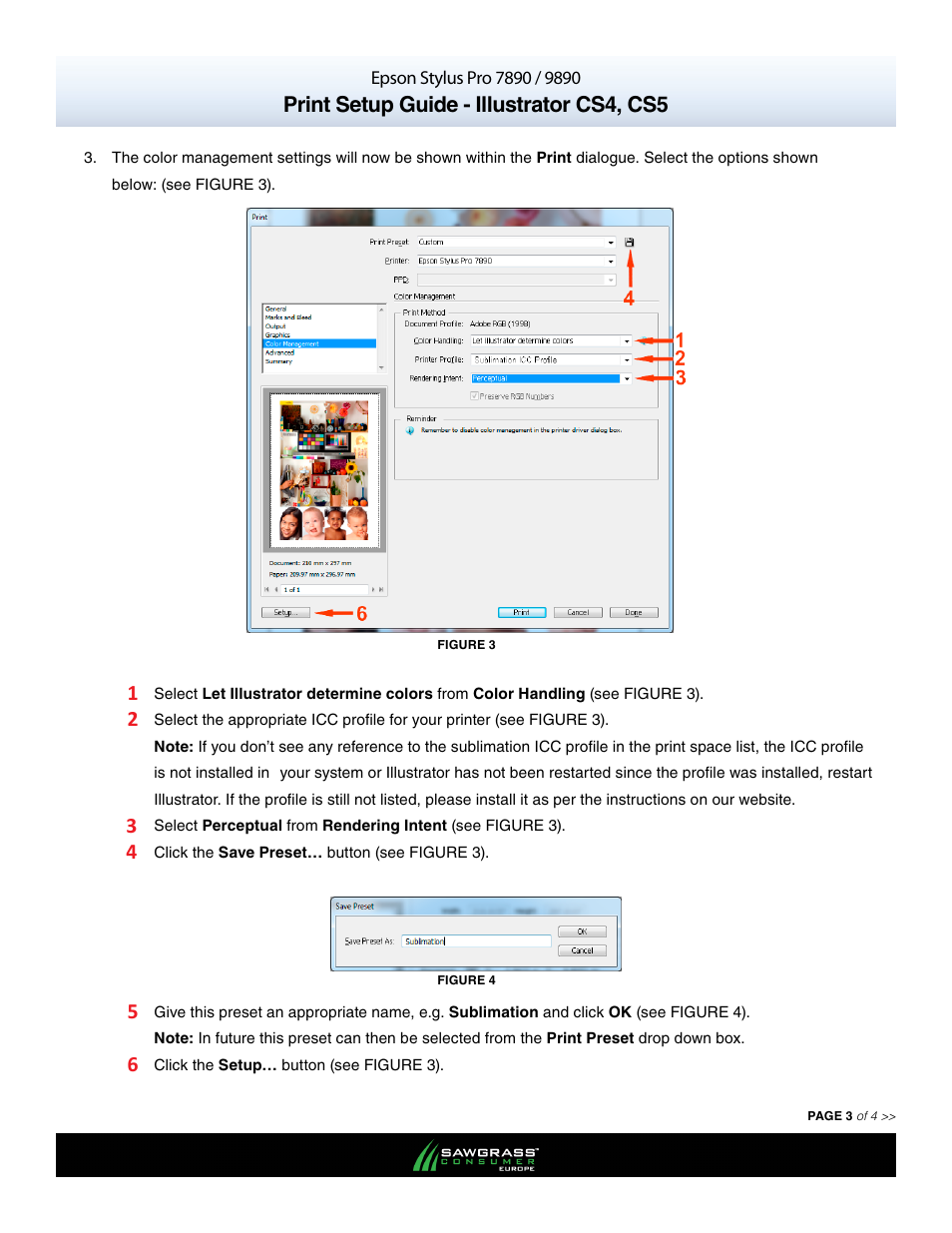 Print setup guide - illustrator cs4, cs5 | Xpres SubliJet E Epson Stylus Pro 9890 (Windows ICC Profile Setup): Print & Setup Guide Illustrator CS4 - CS5 User Manual | Page 3 / 4