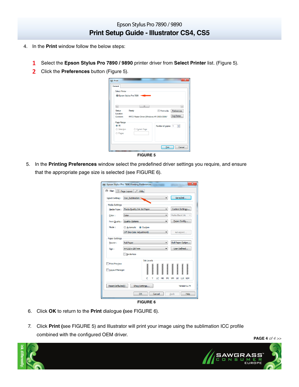 Print setup guide - illustrator cs4, cs5 | Xpres SubliJet E Epson Stylus Pro 9890 (Windows ICC Profile Setup): Print & Setup Guide Illustrator CS4 - CS5 User Manual | Page 4 / 4