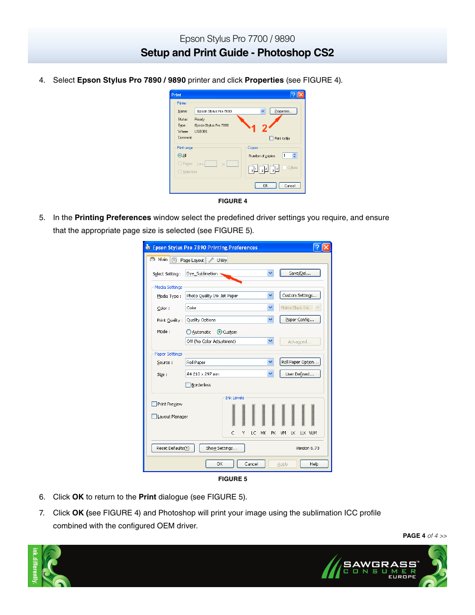 Setup and print guide - photoshop cs2 | Xpres SubliJet E Epson Stylus Pro 9890 (Windows ICC Profile Setup): Print & Setup Guide Photoshop CS2 User Manual | Page 4 / 4