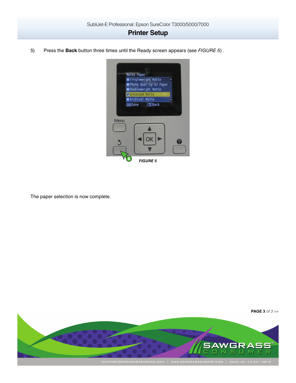 Printer setup | Xpres SubliJet E Epson SureColor T5000 (Windows ICC Profile Setup): Printer Setup Guide User Manual | Page 3 / 3