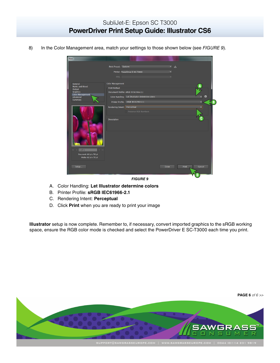 Powerdriver print setup guide: illustrator cs6, Sublijet-e: epson sc t3000 | Xpres SubliJet E Epson SureColor T3000 (Power Driver Setup): Print & Setup Guide Illustrator CS6 User Manual | Page 6 / 6