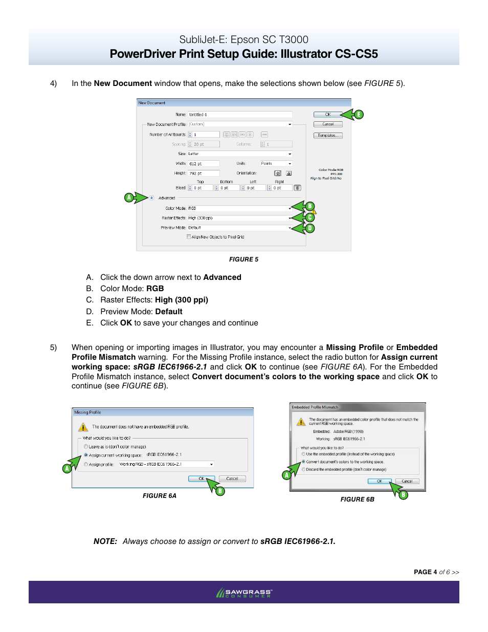 Powerdriver print setup guide: illustrator cs-cs5, Sublijet-e: epson sc t3000 | Xpres SubliJet E Epson SureColor T3000 (Power Driver Setup): Print & Setup Guide Illustrator CS - CS5 User Manual | Page 4 / 6
