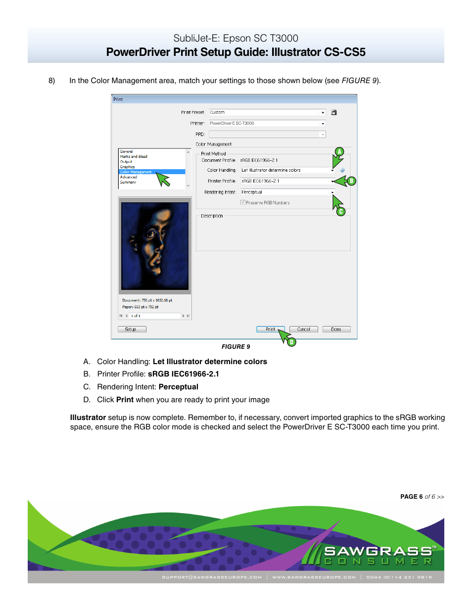 Powerdriver print setup guide: illustrator cs-cs5, Sublijet-e: epson sc t3000 | Xpres SubliJet E Epson SureColor T3000 (Power Driver Setup): Print & Setup Guide Illustrator CS - CS5 User Manual | Page 6 / 6