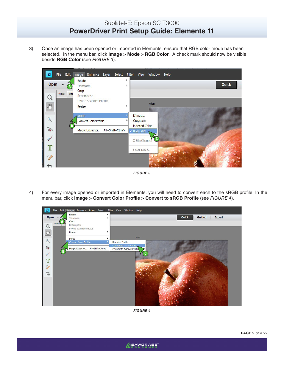 Powerdriver print setup guide: elements 11, Sublijet-e: epson sc t3000 | Xpres SubliJet E Epson SureColor T3000 (Power Driver Setup): Print & Setup Guide Photoshop Elements 11 User Manual | Page 2 / 4