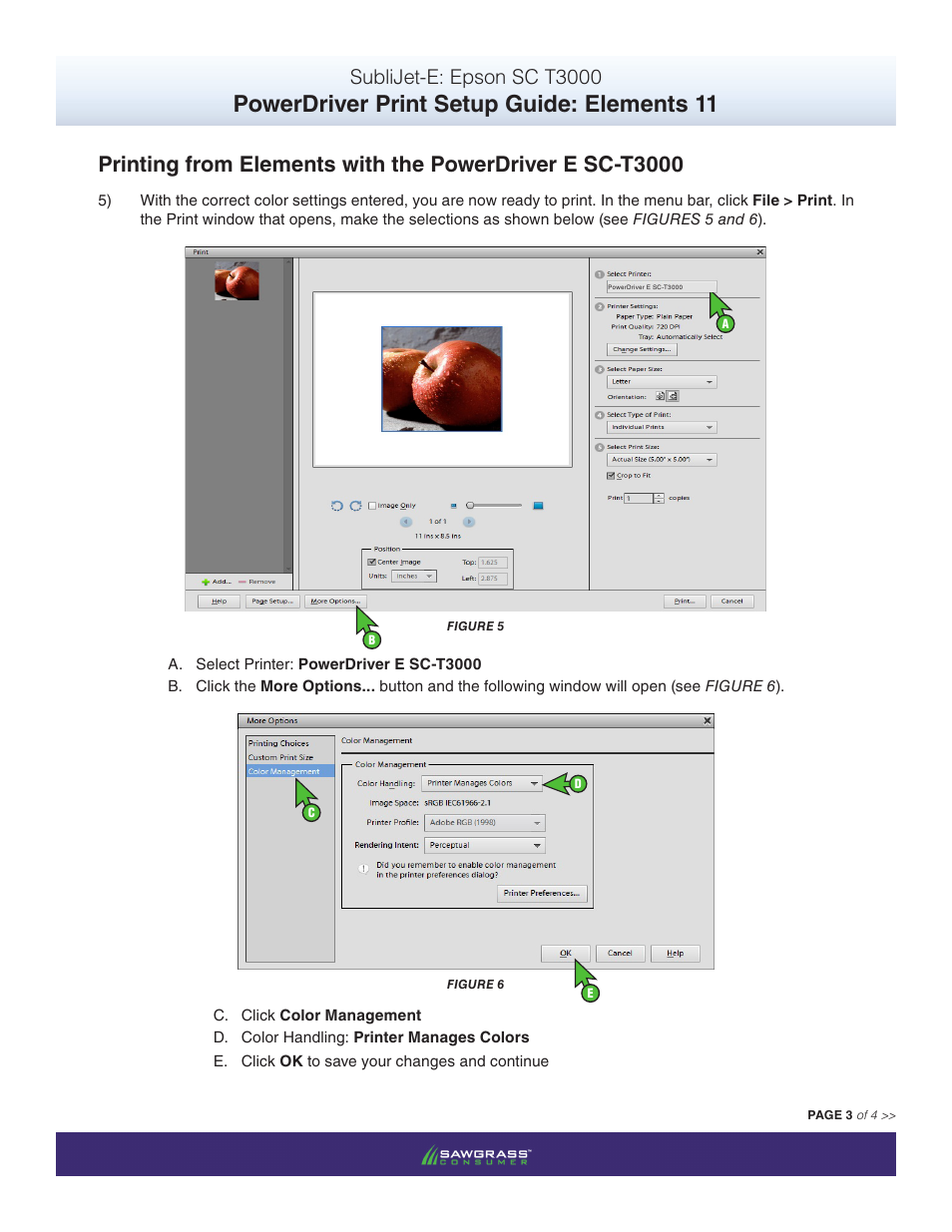 Powerdriver print setup guide: elements 11, Sublijet-e: epson sc t3000 | Xpres SubliJet E Epson SureColor T3000 (Power Driver Setup): Print & Setup Guide Photoshop Elements 11 User Manual | Page 3 / 4