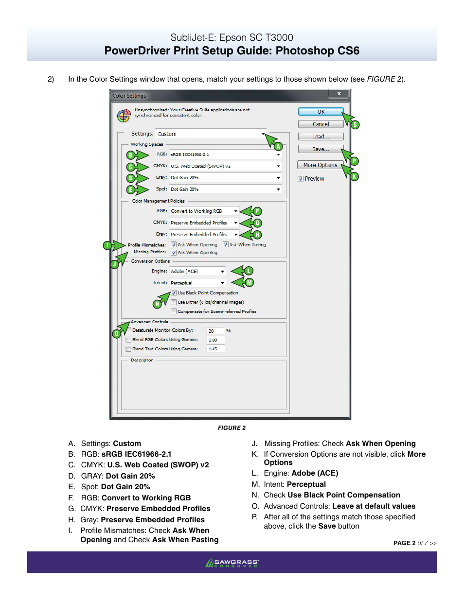 Powerdriver print setup guide: photoshop cs6, Sublijet-e: epson sc t3000 | Xpres SubliJet E Epson SureColor T3000 (Power Driver Setup): Print & Setup Guide Photoshop CS6 User Manual | Page 2 / 7