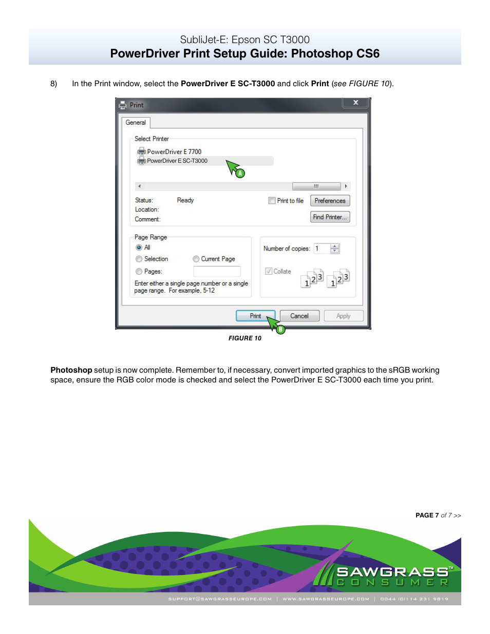 Powerdriver print setup guide: photoshop cs6, Sublijet-e: epson sc t3000 | Xpres SubliJet E Epson SureColor T3000 (Power Driver Setup): Print & Setup Guide Photoshop CS6 User Manual | Page 7 / 7