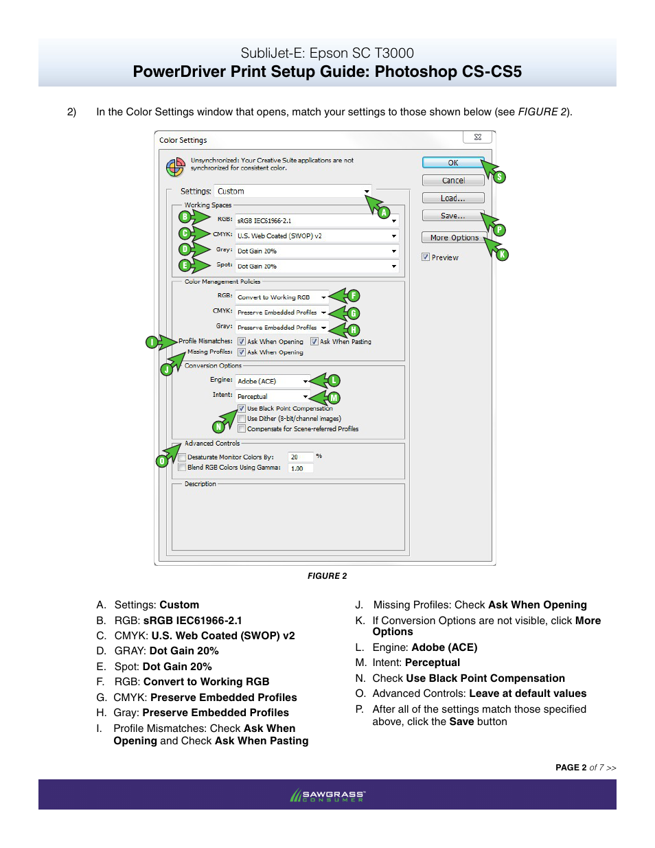 Powerdriver print setup guide: photoshop cs-cs5, Sublijet-e: epson sc t3000 | Xpres SubliJet E Epson SureColor T3000 (Power Driver Setup): Print & Setup Guide Photoshop CS - CS6 User Manual | Page 2 / 7