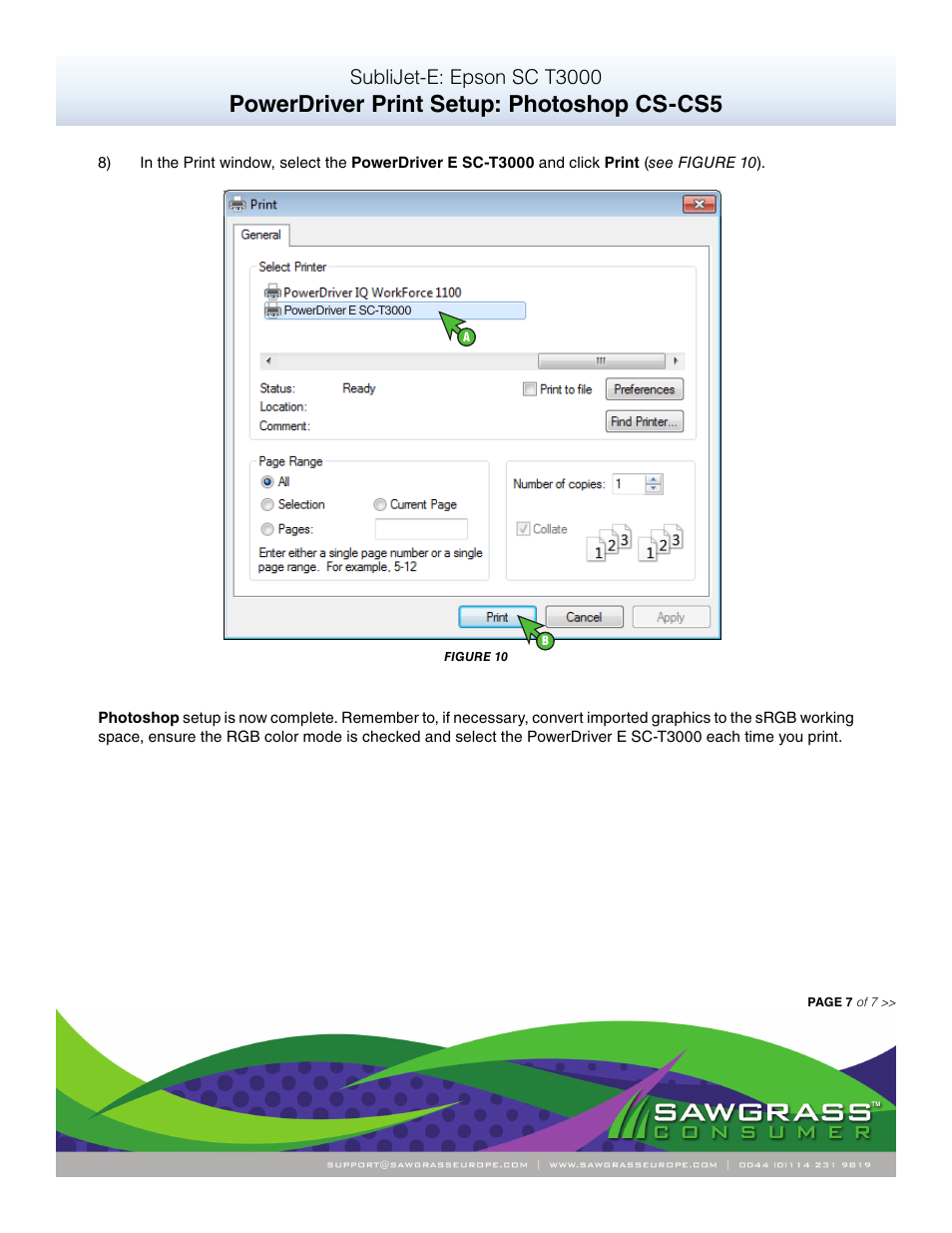 Powerdriver print setup: photoshop cs-cs5, Sublijet-e: epson sc t3000 | Xpres SubliJet E Epson SureColor T3000 (Power Driver Setup): Print & Setup Guide Photoshop CS - CS6 User Manual | Page 7 / 7