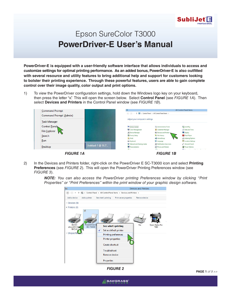 Powerdriver-e user’s manual, Epson surecolor t3000 | Xpres SubliJet E Epson SureColor T3000 (Power Driver Setup): User Manual User Manual | Page 2 / 10