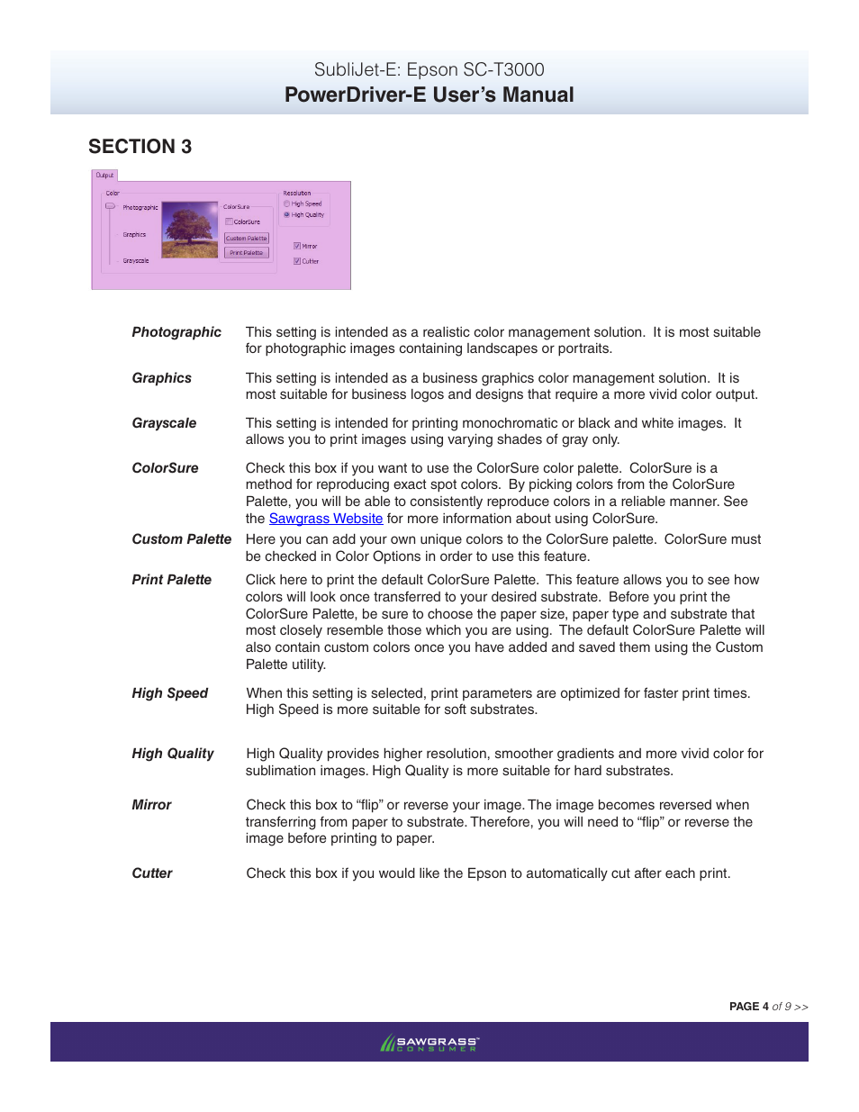 Powerdriver-e user’s manual, Sublijet-e: epson sc-t3000 | Xpres SubliJet E Epson SureColor T3000 (Power Driver Setup): User Manual User Manual | Page 5 / 10