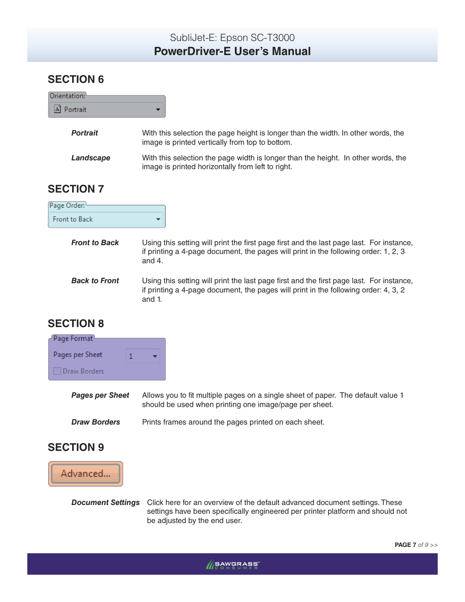 Powerdriver-e user’s manual, Sublijet-e: epson sc-t3000 | Xpres SubliJet E Epson SureColor T3000 (Power Driver Setup): User Manual User Manual | Page 8 / 10