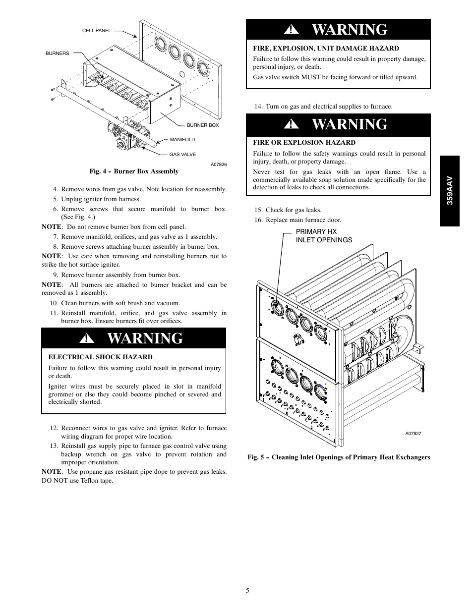 Warning | Bryant 359AAV User Manual | Page 5 / 22