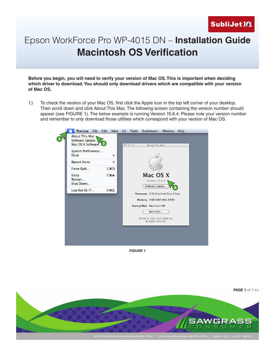 Macintosh os verification | Xpres SubliJet IQ Epson WP-4015 (Mac ICC Profile Setup): Printer/Profile Installation Guide User Manual | Page 3 / 17