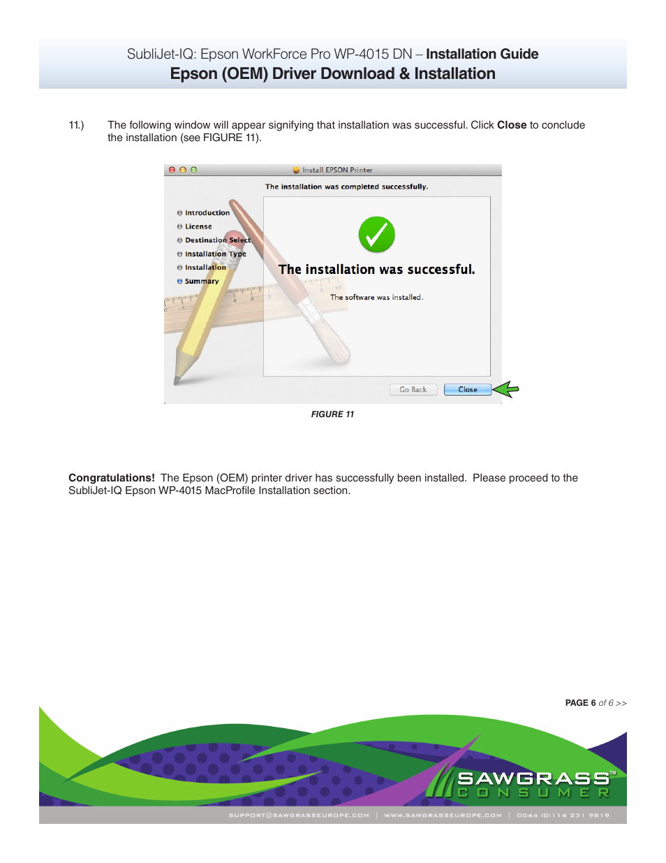 Epson (oem) driver download & installation | Xpres SubliJet IQ Epson WP-4015 (Mac ICC Profile Setup): Printer/Profile Installation Guide User Manual | Page 9 / 17