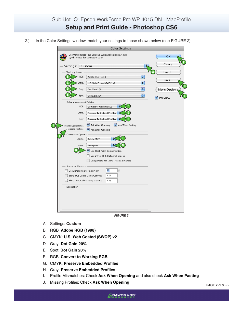 Setup and print guide - photoshop cs6 | Xpres SubliJet IQ Epson WP-4015 (Mac ICC Profile Setup): Print & Setup Guide Photoshop CS6 User Manual | Page 2 / 8