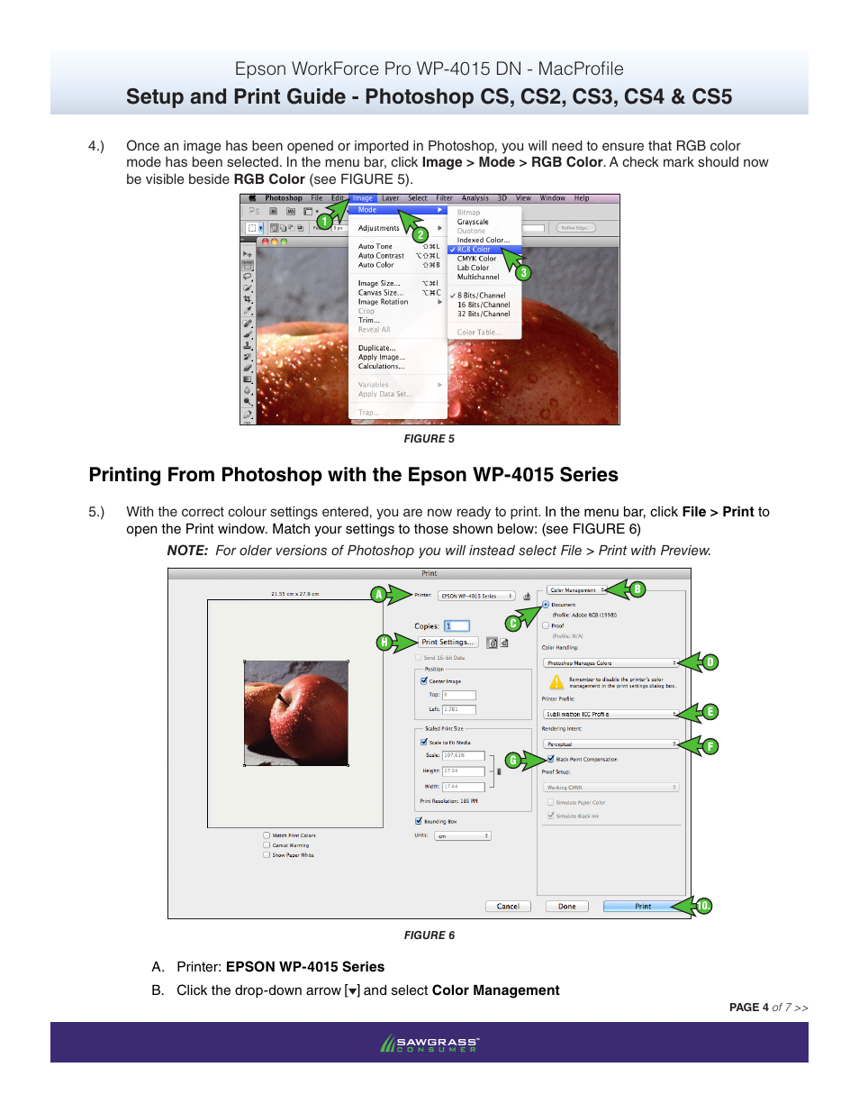 Epson workforce pro wp-4015 dn - macprofile | Xpres SubliJet IQ Epson WP-4015 (Mac ICC Profile Setup): Print & Setup Guide Photoshop CS - CS5 User Manual | Page 4 / 7