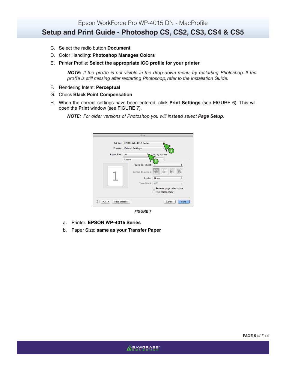 Epson workforce pro wp-4015 dn - macprofile | Xpres SubliJet IQ Epson WP-4015 (Mac ICC Profile Setup): Print & Setup Guide Photoshop CS - CS5 User Manual | Page 5 / 7