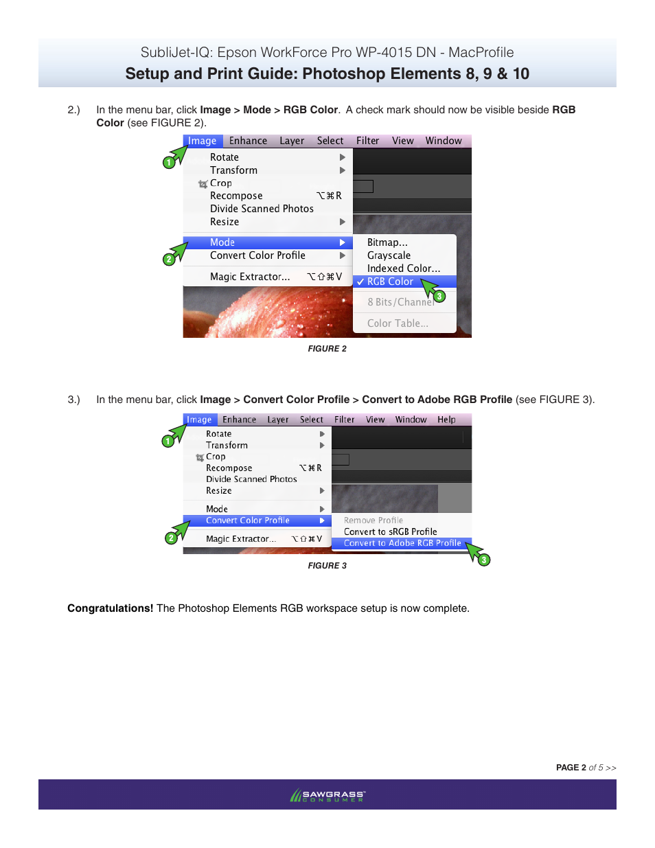 Xpres SubliJet IQ Epson WP-4015 (Mac ICC Profile Setup): Print & Setup Guide Photoshop Elements 8 - 10 User Manual | Page 2 / 5