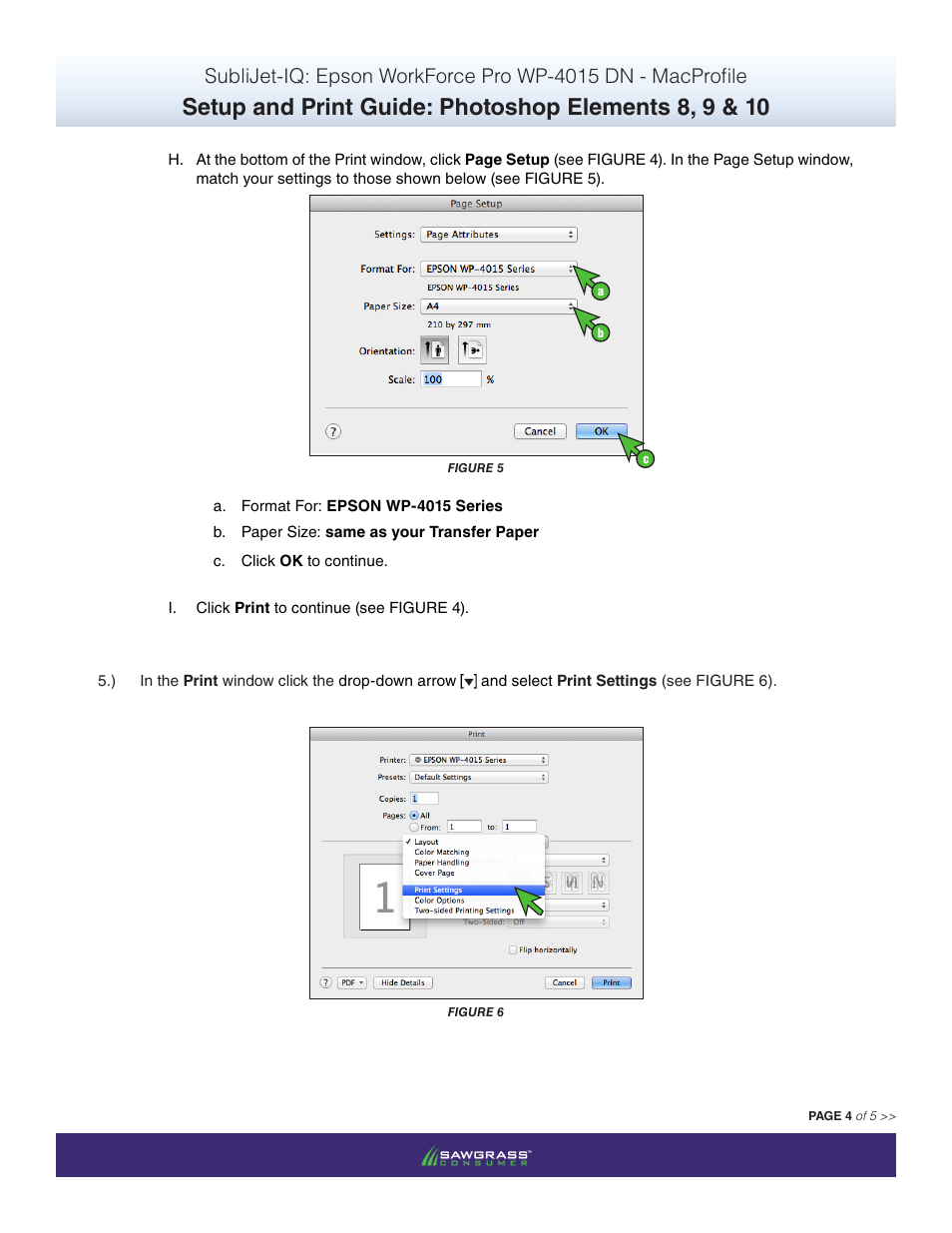 Xpres SubliJet IQ Epson WP-4015 (Mac ICC Profile Setup): Print & Setup Guide Photoshop Elements 8 - 10 User Manual | Page 4 / 5