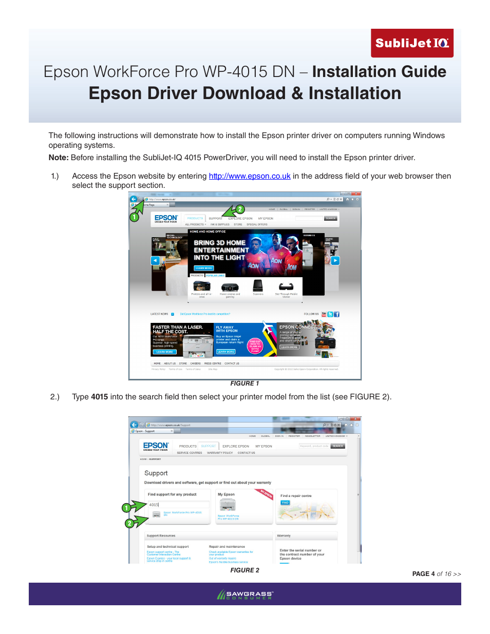 Epson driver download & installation | Xpres SubliJet IQ Epson WP-4015 (Power Driver Setup): Power Driver Installation Guide User Manual | Page 4 / 16