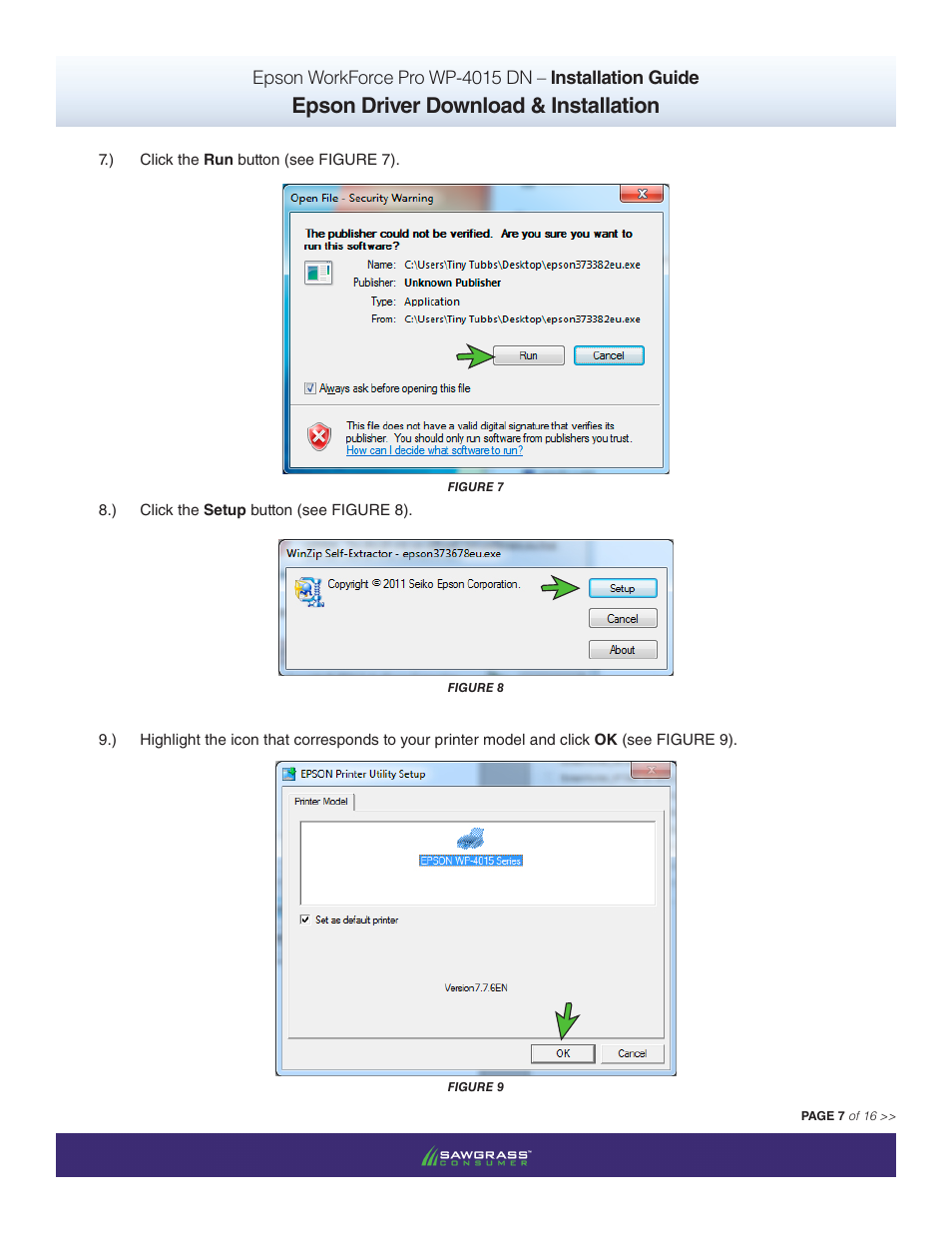 Epson driver download & installation | Xpres SubliJet IQ Epson WP-4015 (Power Driver Setup): Power Driver Installation Guide User Manual | Page 7 / 16