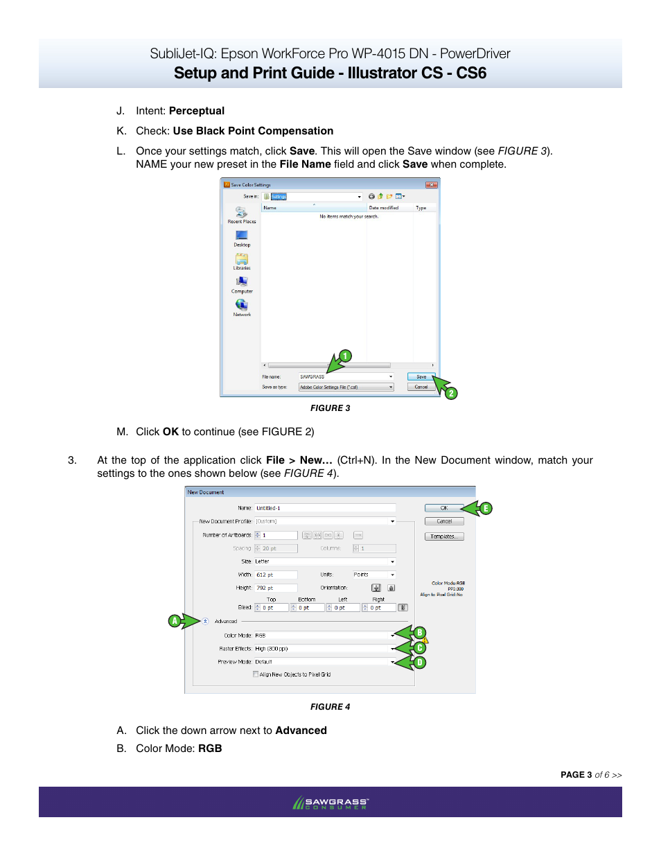 Setup and print guide - illustrator cs - cs6 | Xpres SubliJet IQ Epson WP-4015 (Power Driver Setup): Print & Setup Guide Adobe Illustrator CS - CS6 User Manual | Page 3 / 6