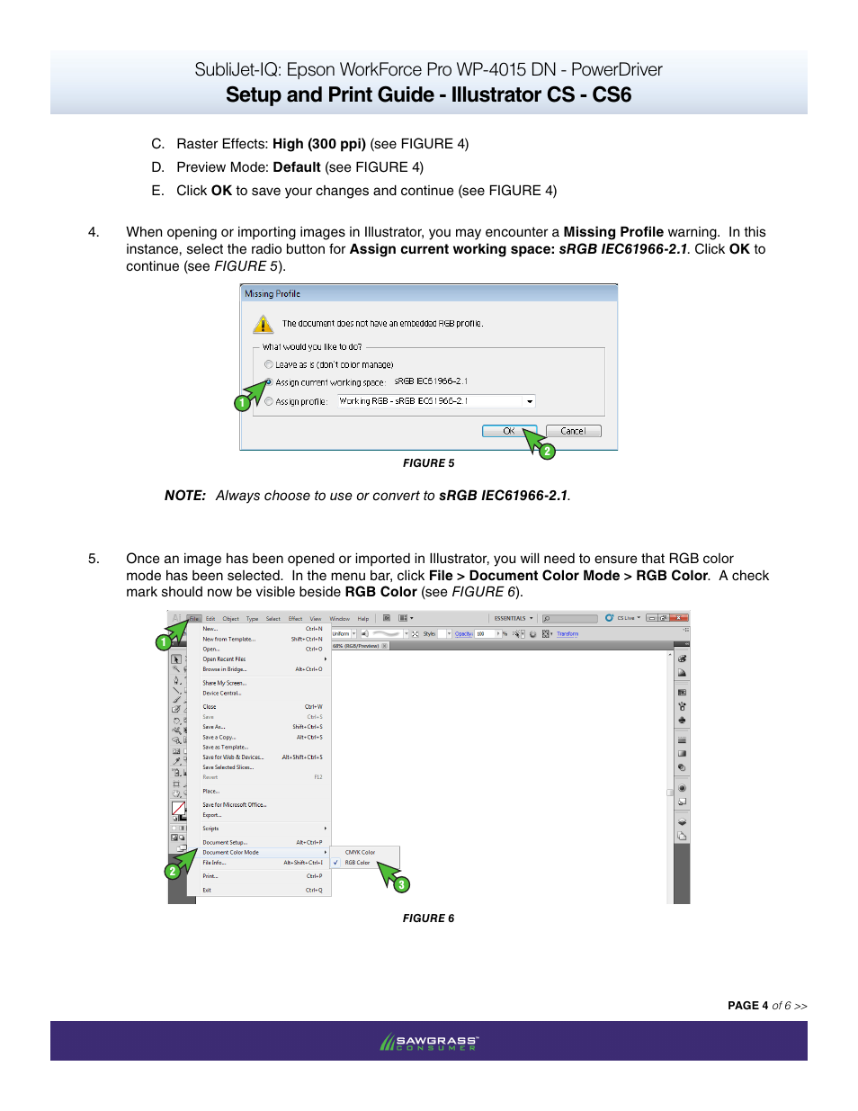 Setup and print guide - illustrator cs - cs6 | Xpres SubliJet IQ Epson WP-4015 (Power Driver Setup): Print & Setup Guide Adobe Illustrator CS - CS6 User Manual | Page 4 / 6